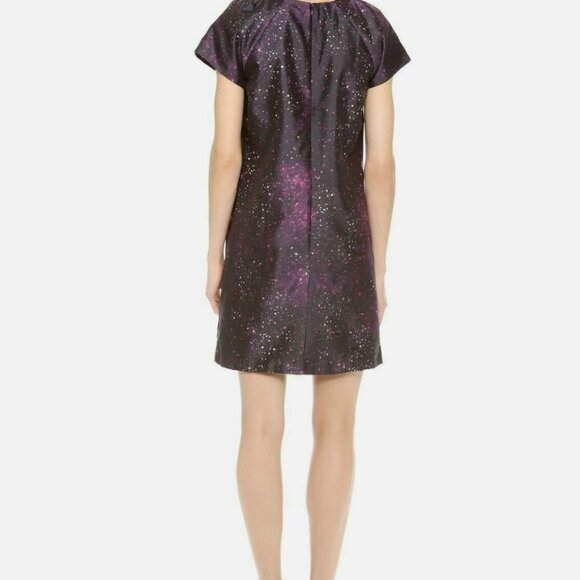 Club Monaco Black Ophelia Galaxy Print Silk shift Dress Size 2 - Picture 4 of 8